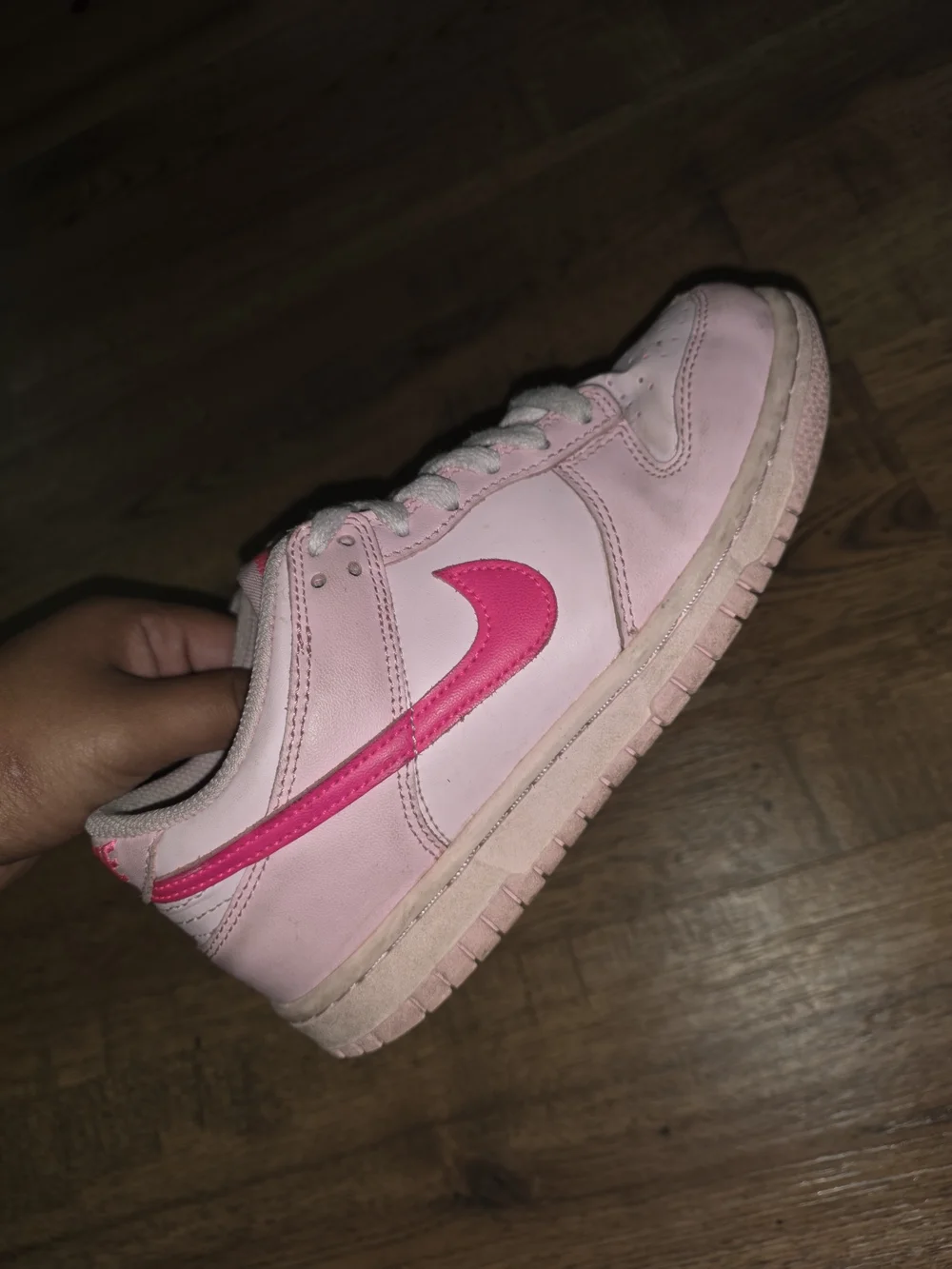 Nike Kids' Pink Low-Top Sneakers with Hot Pink Swoosh